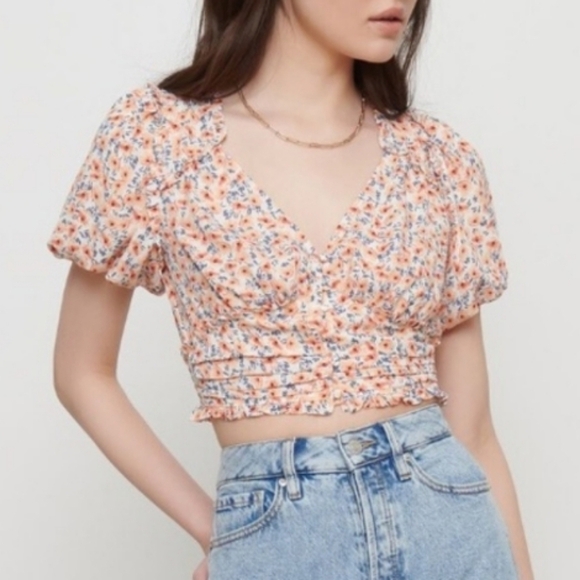 Dynamite Tops - Dynamite Orange and White Crop Top